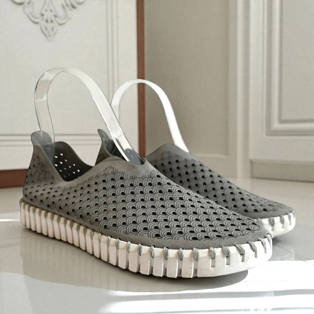 Ilse Jacobsen Hornbaek Tulip 139 Gray Flats Slip-On Shoes Size 39